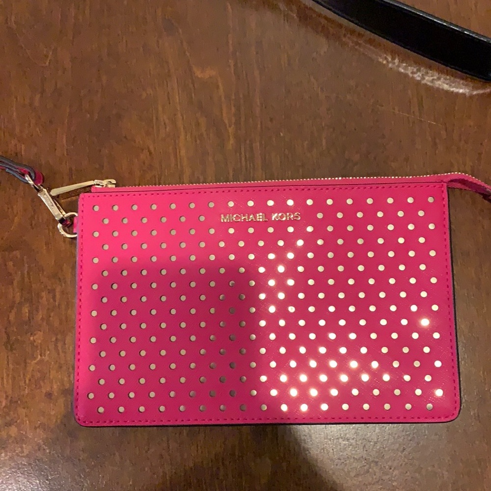 Micheal kor hot pink wristlet brand new